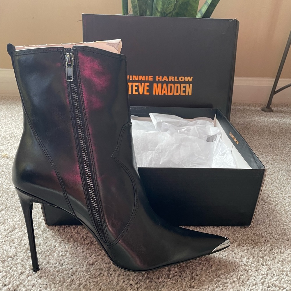 NEW Winnie Harlow x Steve Madden Tina Leather Western Booties
